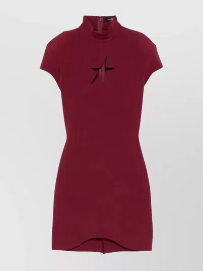Mugler Star Cut-out Knee-length Dress In Red