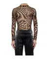 Mugler Star High-neck T-shirt In Animal Print