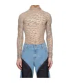 Mugler Star High-neck T-shirt In Brown