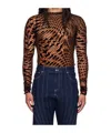 Mugler Star High-neck T-shirt In Brown