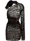 Mugler Gerafftes One-shoulder-kleid In Neutrals