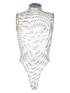 Mugler Star-mesh Sleeveless Bodysuit In Grey