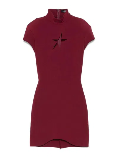 Mugler Star Cut-out Knee-length Dress In Red