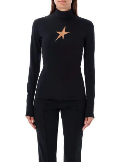 Mugler High-neck Long-sleeve T-shirt In Black