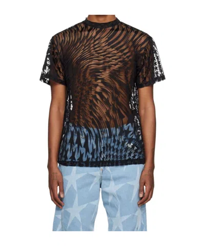 Mugler Star Pattern T-shirt In Black