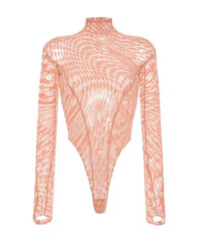 MUGLER STAR-PRINT MESH BODYSUIT
