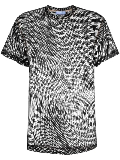 Mugler Star-print Mesh T-shirt In Black