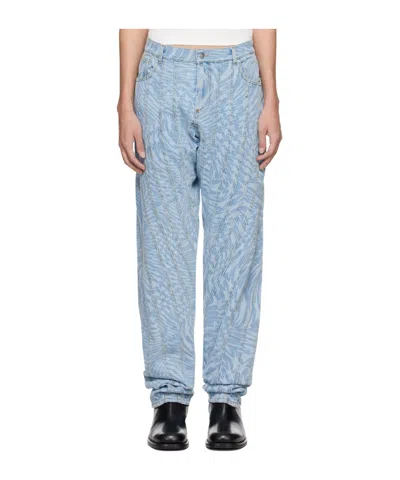 Mugler Star-print Tapered Jeans In Blue