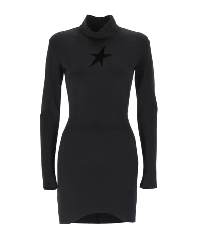 Mugler Star-shaped Long Sleeve Dress In Black