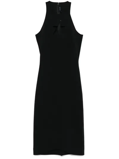 Mugler Black Star Sleeveless Midi Dress In 1999 Black