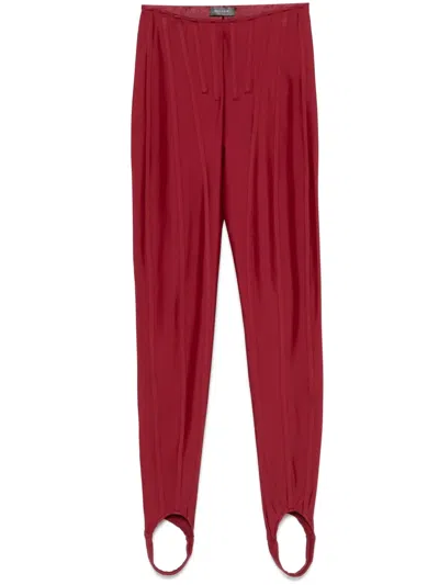Mugler Stirrup-detail Leggings In Red