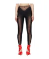 Mugler Stirrup Mesh Leggings In Black