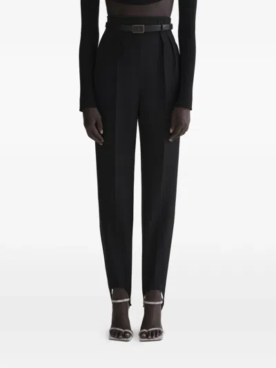 Mugler Stirrup Pleated Trousers In Black