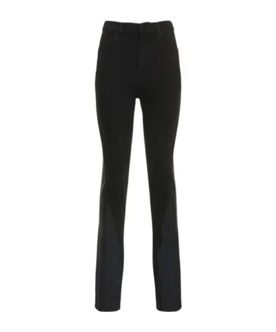 Mugler Stitch Design Denim Trousers In Black