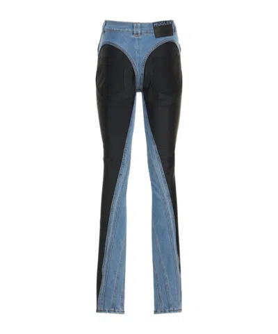 Mugler Stitch Design Denim Trousers In Blue