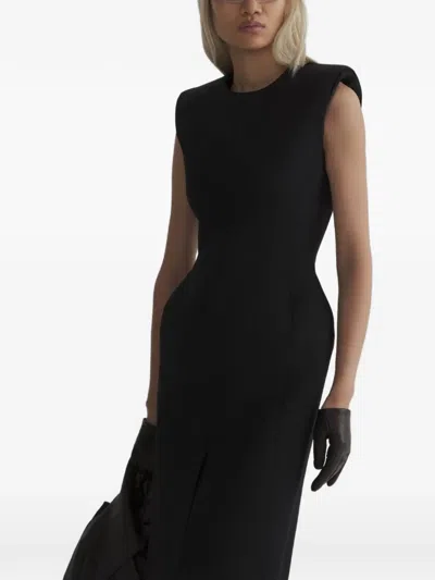 Mugler Stockman Midi Dress In Black