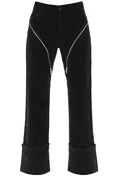 Pre-owned Mugler Straight Jeans With Zippers In Black