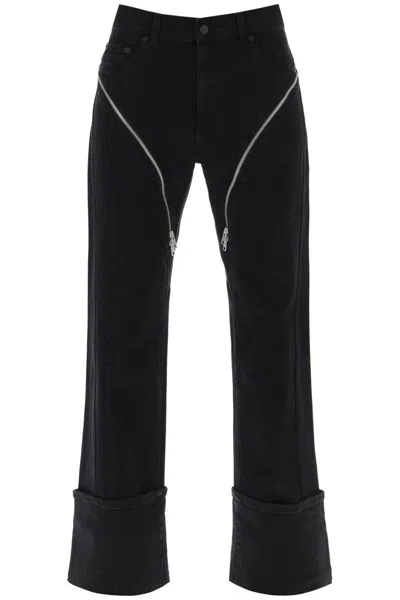 Mugler Straight Jeans With Zippers In Nero
