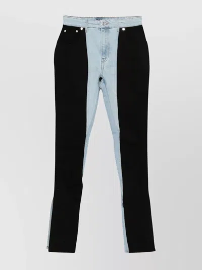 Mugler Bi-color Skinny Jeans In Tokyo Blue/black