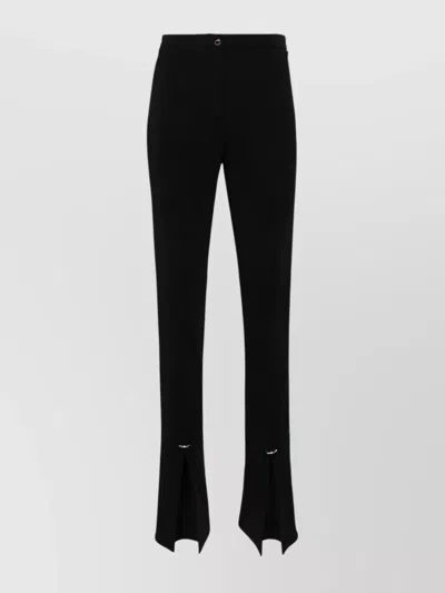 MUGLER STRAIGHT TROUSERS WITH FRONT SLIT AND METALLIC DETAIL
