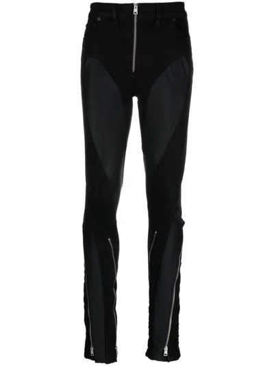 Mugler Straight-leg Trousers With Ankle Zip In Black