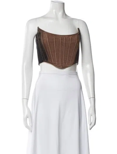 Pre-owned Mugler Strapless Crop Top In Black
