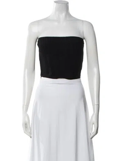 Pre-owned Mugler Strapless Crop Top In Black