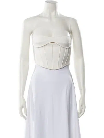 Pre-owned Mugler Strapless Crop Top In Neutral