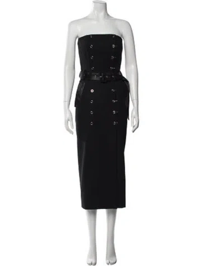Pre-owned Mugler Strapless Long Dress In Black