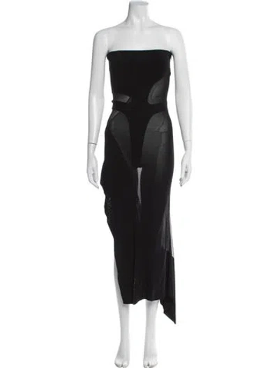Pre-owned Mugler Strapless Midi Length Dress In Black
