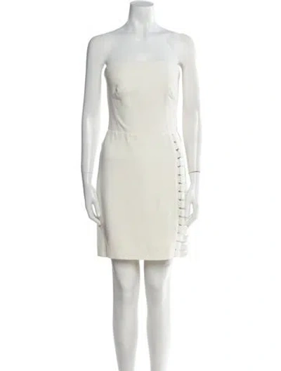Pre-owned Mugler Strapless Mini Dress In Neutral