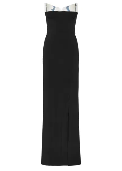 Mugler Strapless Panelled Maxi Dress In Black