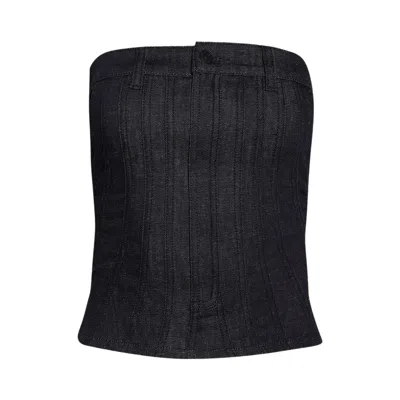 Pre-owned Mugler Strapless Top 'raw Blue' | Women's Size 42