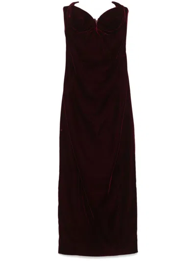 Mugler Strapless Velvet Maxi Dress In 黑色