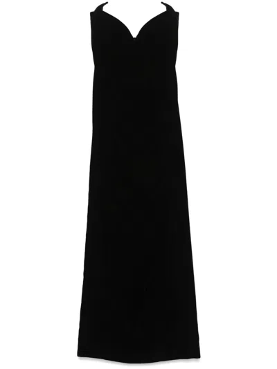 MUGLER STRAPLESS VELVET MAXI DRESS