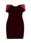 Mugler Satin-trimmed Velvet Minidress In Red