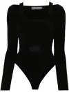 Mugler Sculpting Knit Bodysuit In Black