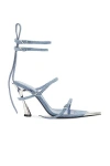 Mugler Fang 95mm Strappy Denim Sandals In Denim