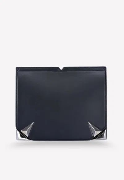 Mugler Strella Leather Clutch In Black