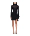 Mugler Stretch Flou Layered Dress In Black
