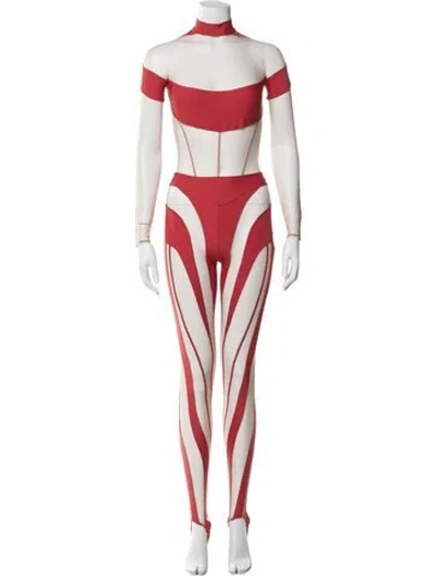 Pre-owned Mugler Striped Mesh Accents Pant Set In Multi