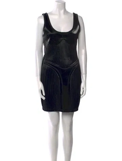 Pre-owned Mugler Striped Mini Dress W/ Tags In Black