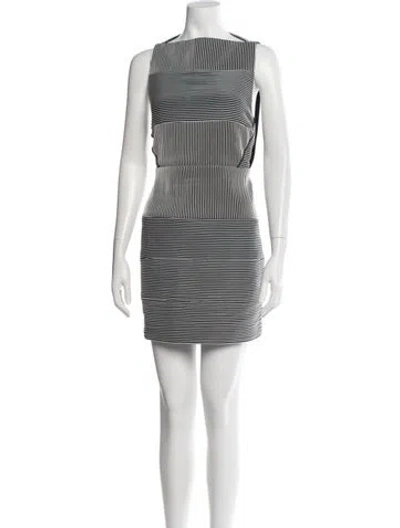 Pre-owned Mugler Striped Mini Dress In White