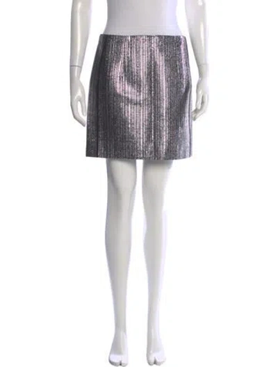 Pre-owned Mugler Striped Mini Skirt In Silver