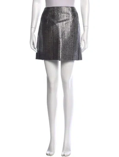 Pre-owned Mugler Striped Mini Skirt In Silver