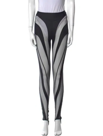 Pre-owned Mugler Striped Skinny Leg Pants In Black