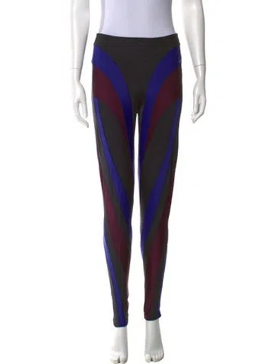 Pre-owned Mugler Striped Skinny Leg Pants In Black