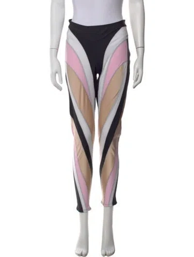 Pre-owned Mugler Striped Skinny Leg Pants In Black