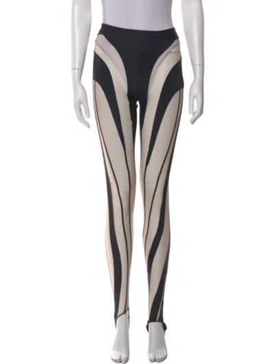 Pre-owned Mugler Striped Skinny Leg Pants In Black