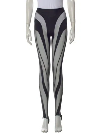 Pre-owned Mugler Striped Skinny Leg Pants In Black